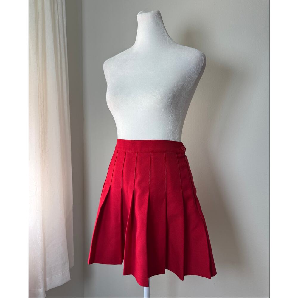 American Apparel Red Pleated Mini Skirt - Picture 4 of 8
